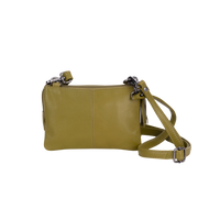 'Ellie' Leather Shoulder Bag - Olive Green