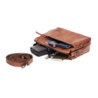 'June' Leather Shoulder Bag - Cognac