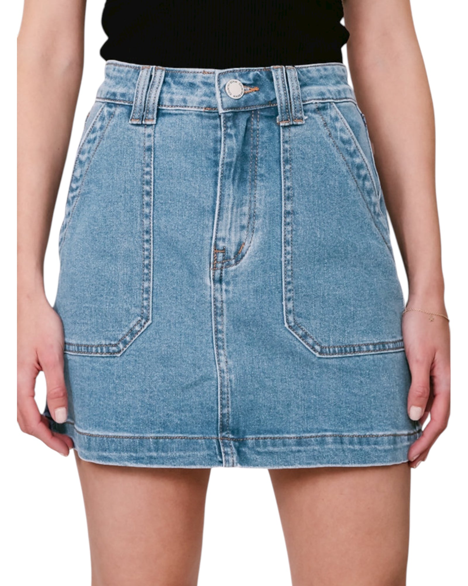 ‘Kara' Denim Skirt - Medium Wash