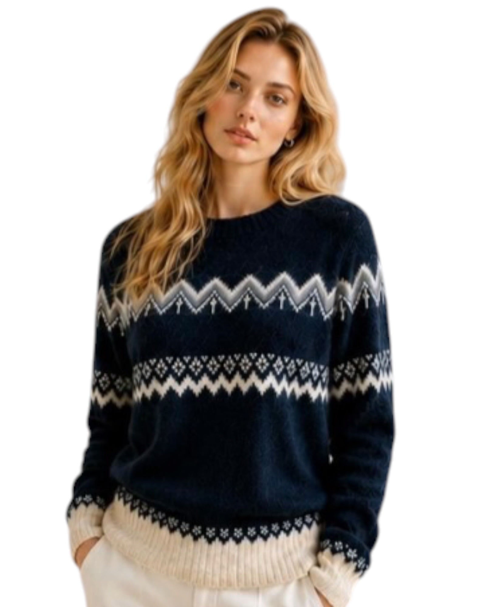 'Brooke' Aztec Knit - Navy