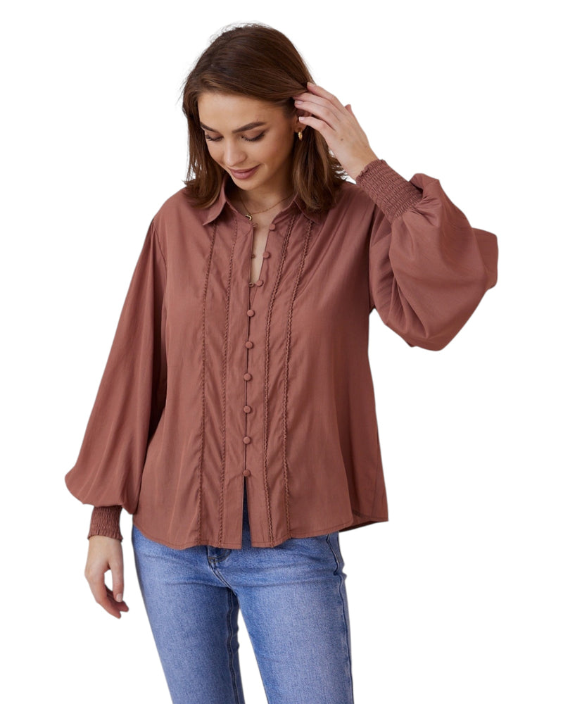'Tara' Longsleeve Top - Rust