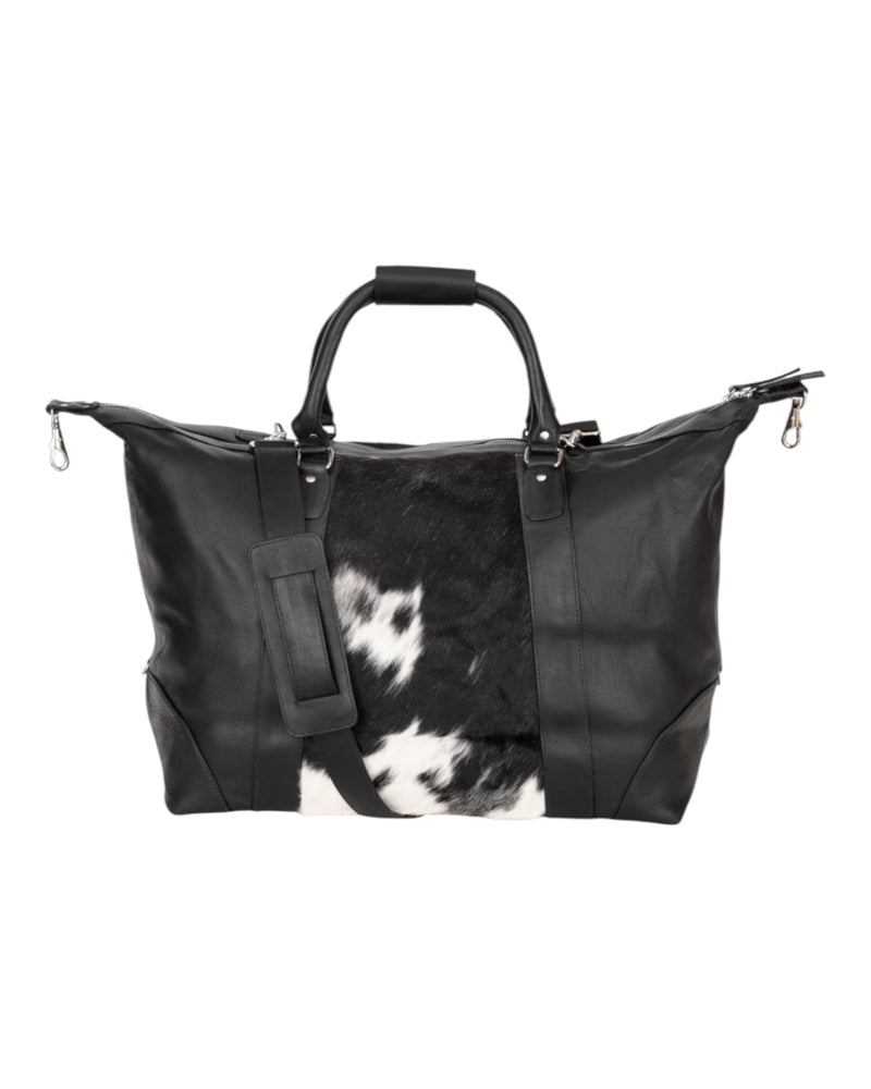 'Outback' Cowhide Weekender Duffle Bag - Black