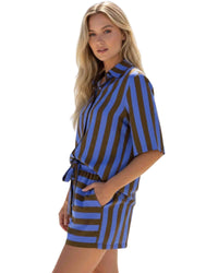 ‘Candice' Stripe Set - Blue/Choc