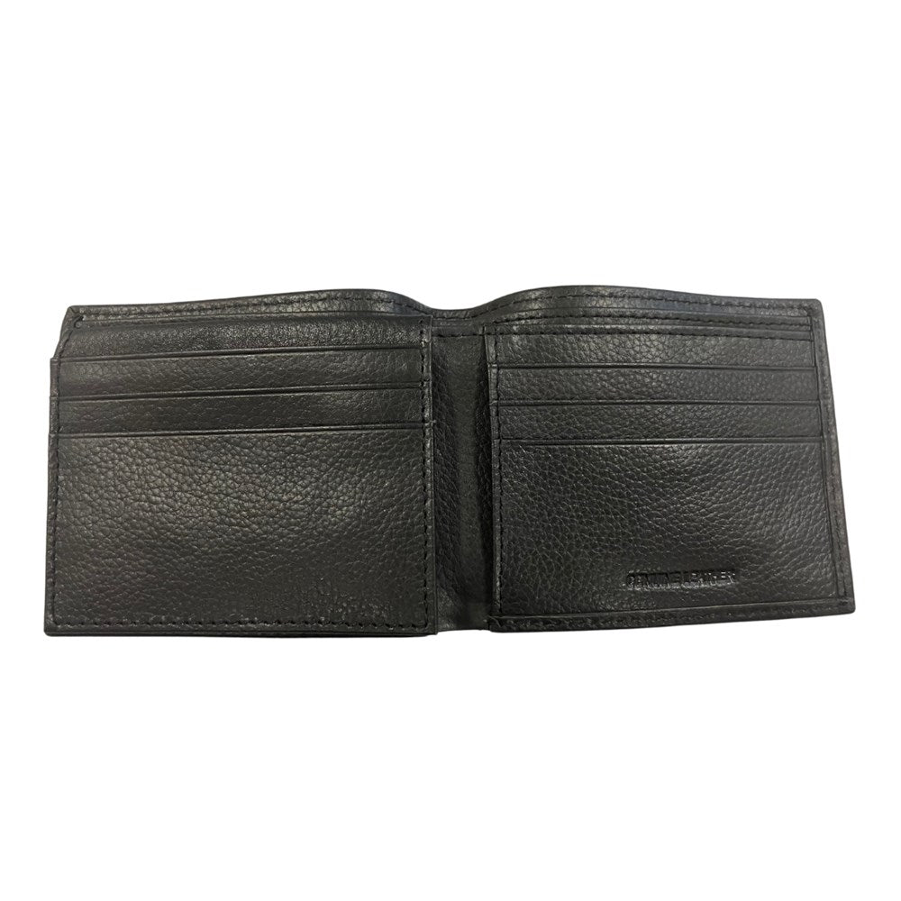 JD Brown Pebble Grain Leather Bi-Fold Wallet - Black