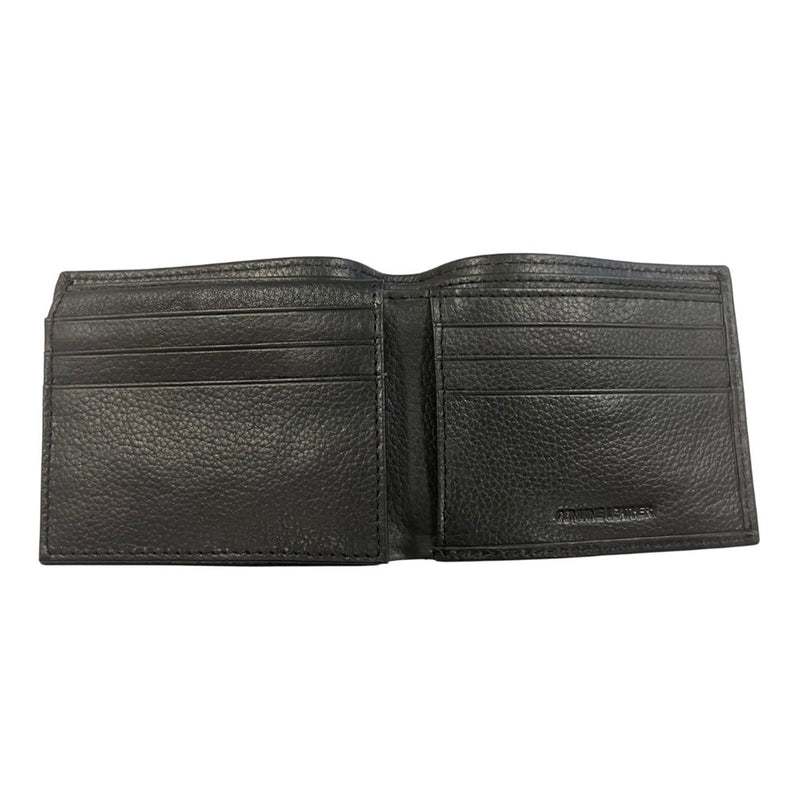JD Brown Pebble Grain Leather Bi-Fold Wallet - Black