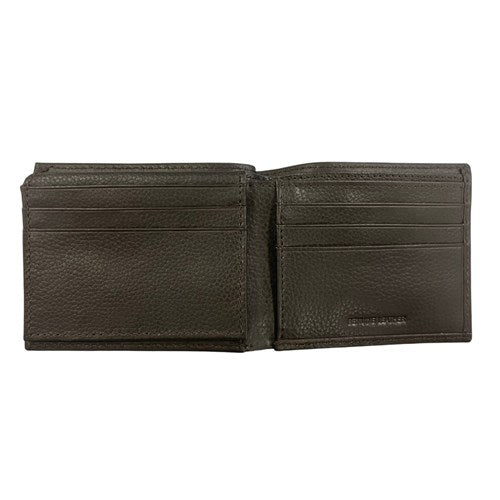 JD Brown Pebble Grain Leather Bi-Fold Wallet - Brown