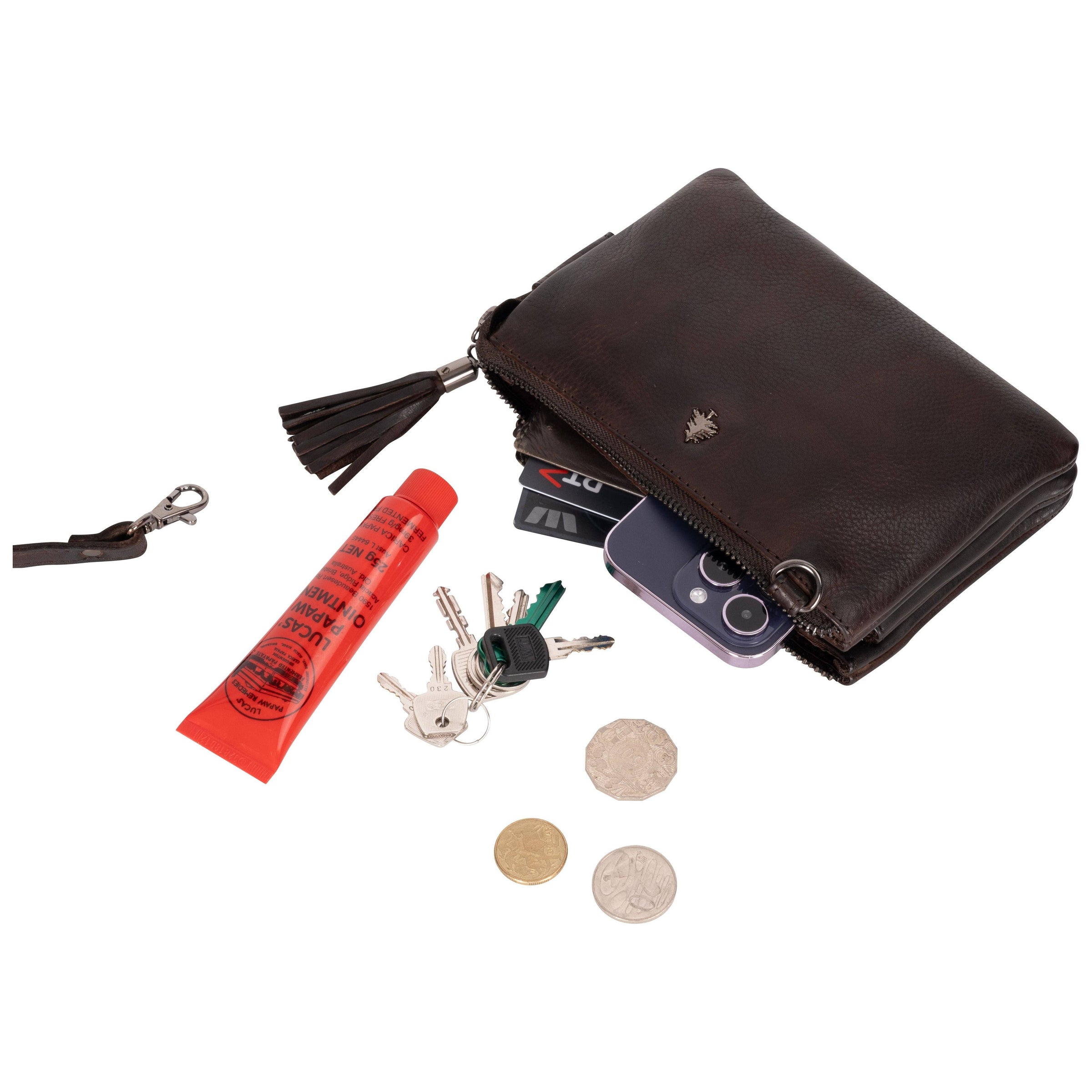 'Ellie' Leather Shoulder Bag - Brown