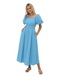 'Hannah' Open Back Maxi Dress - Blue
