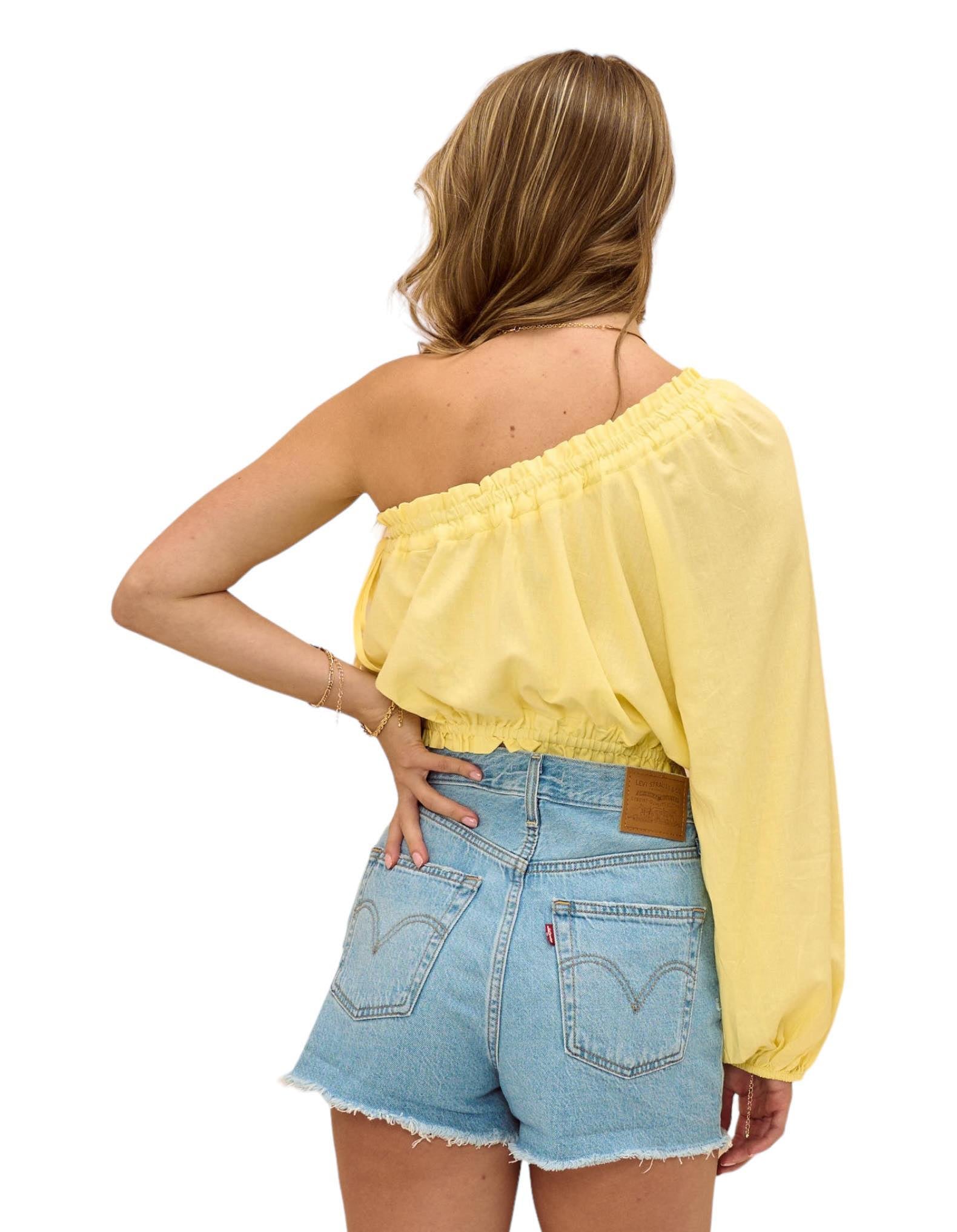 'Hannah' One Shoulder Top - Yellow