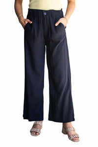 'Zoe' Linen Pants - Navy