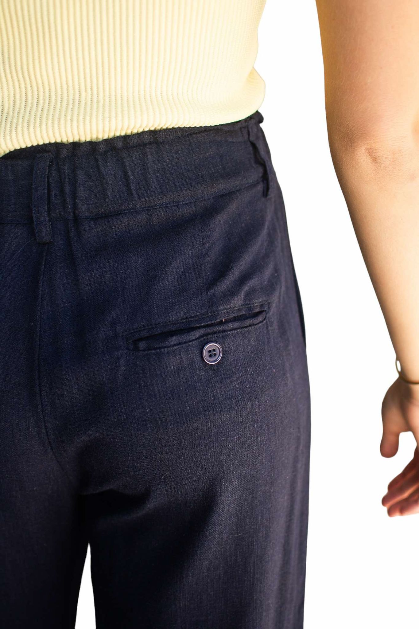 'Zoe' Linen Pants - Navy