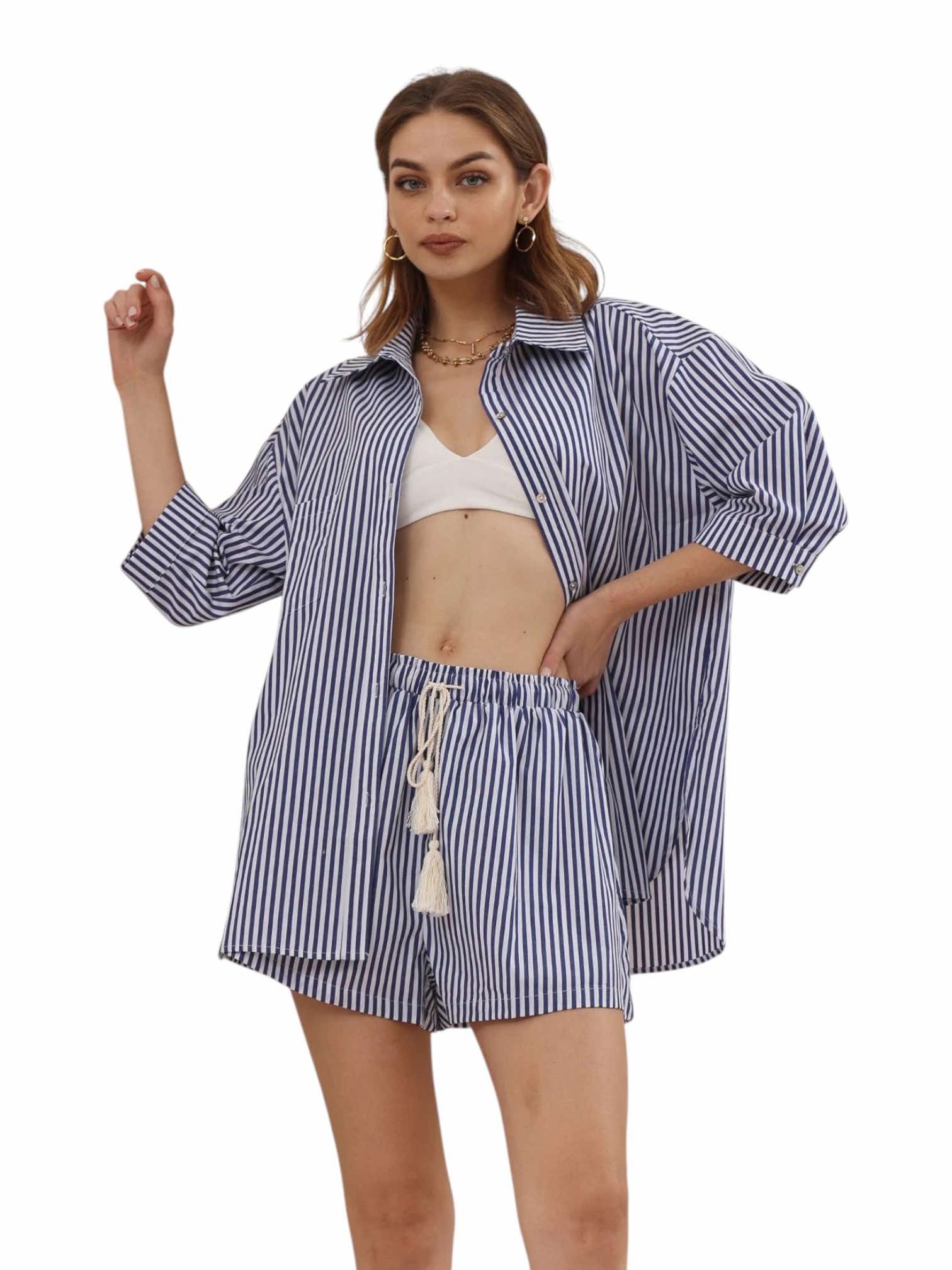 'Leoni' Stripe Set - Blue
