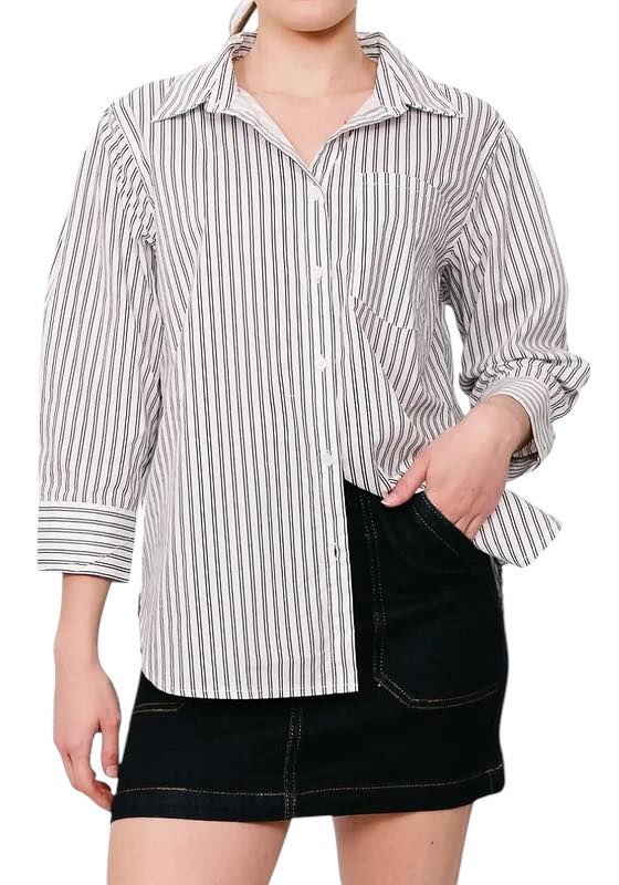 'Simone' Stripe Shirt - Black/White