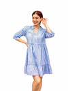 'Rebecca' Stripe Dress - Blue