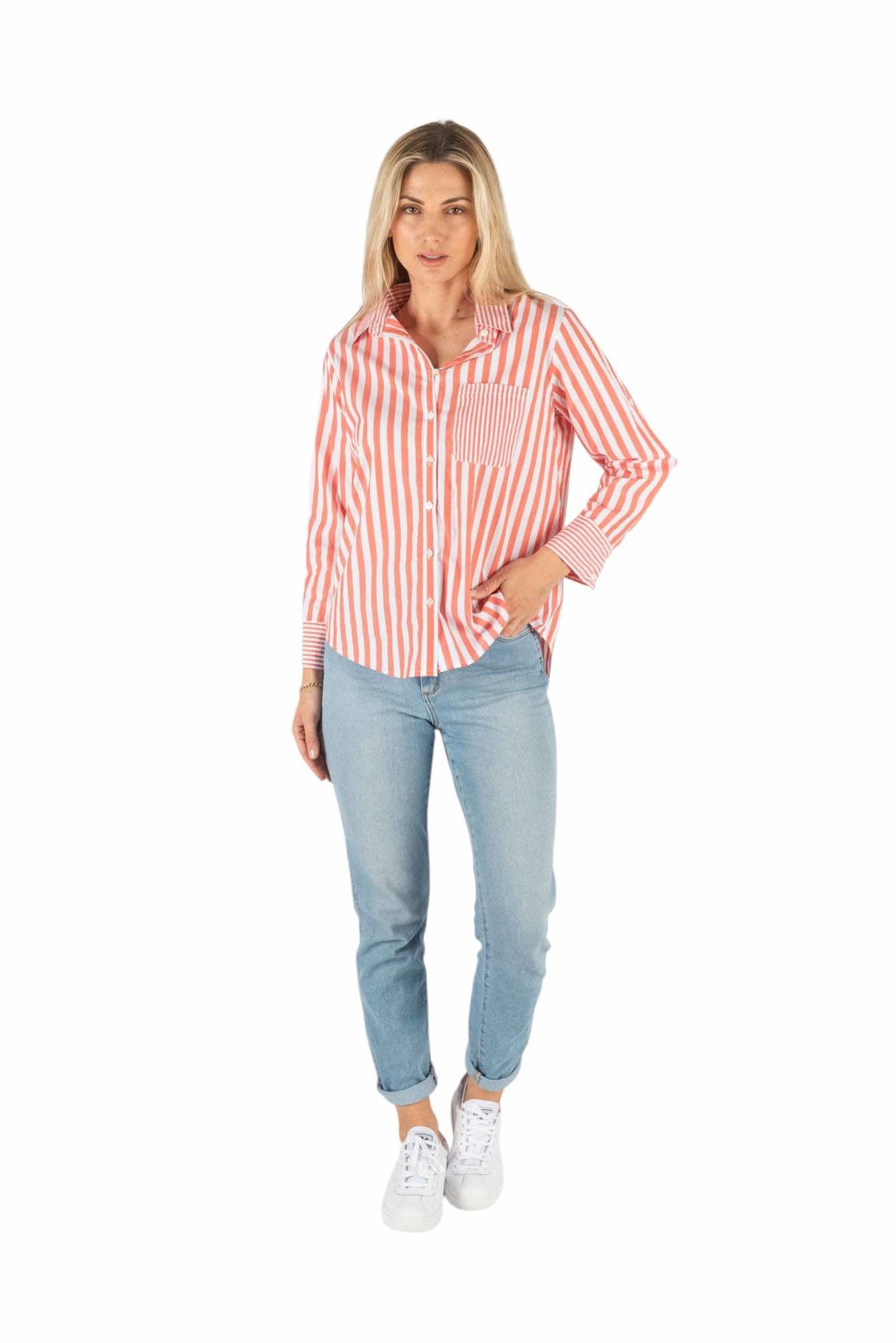 [SALE] 'Jaliyah' Stripe Top - Coral