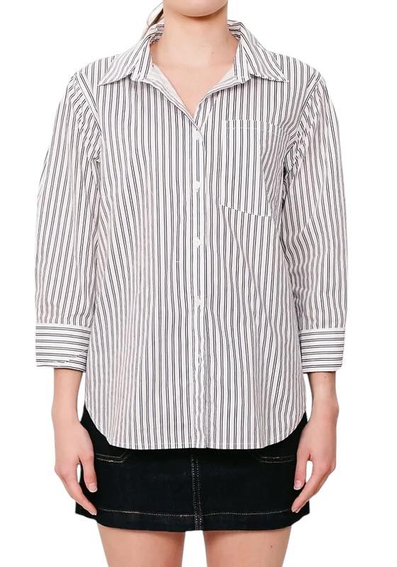 'Simone' Stripe Shirt - Black/White