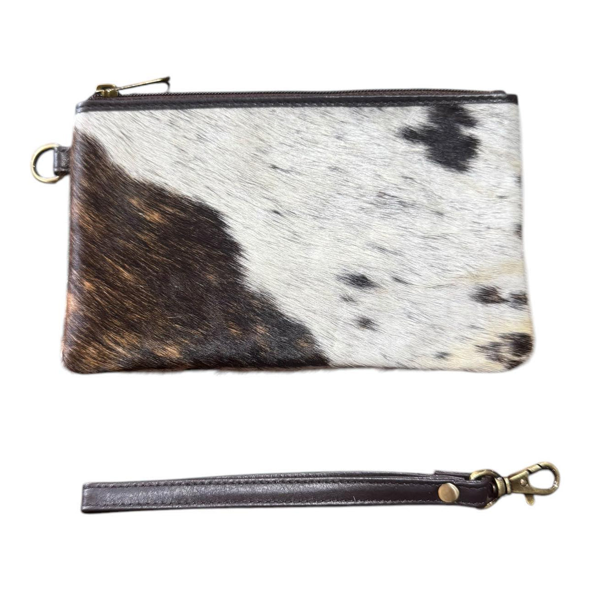‘Toronto' Leather Cowhide Clutch - Brown