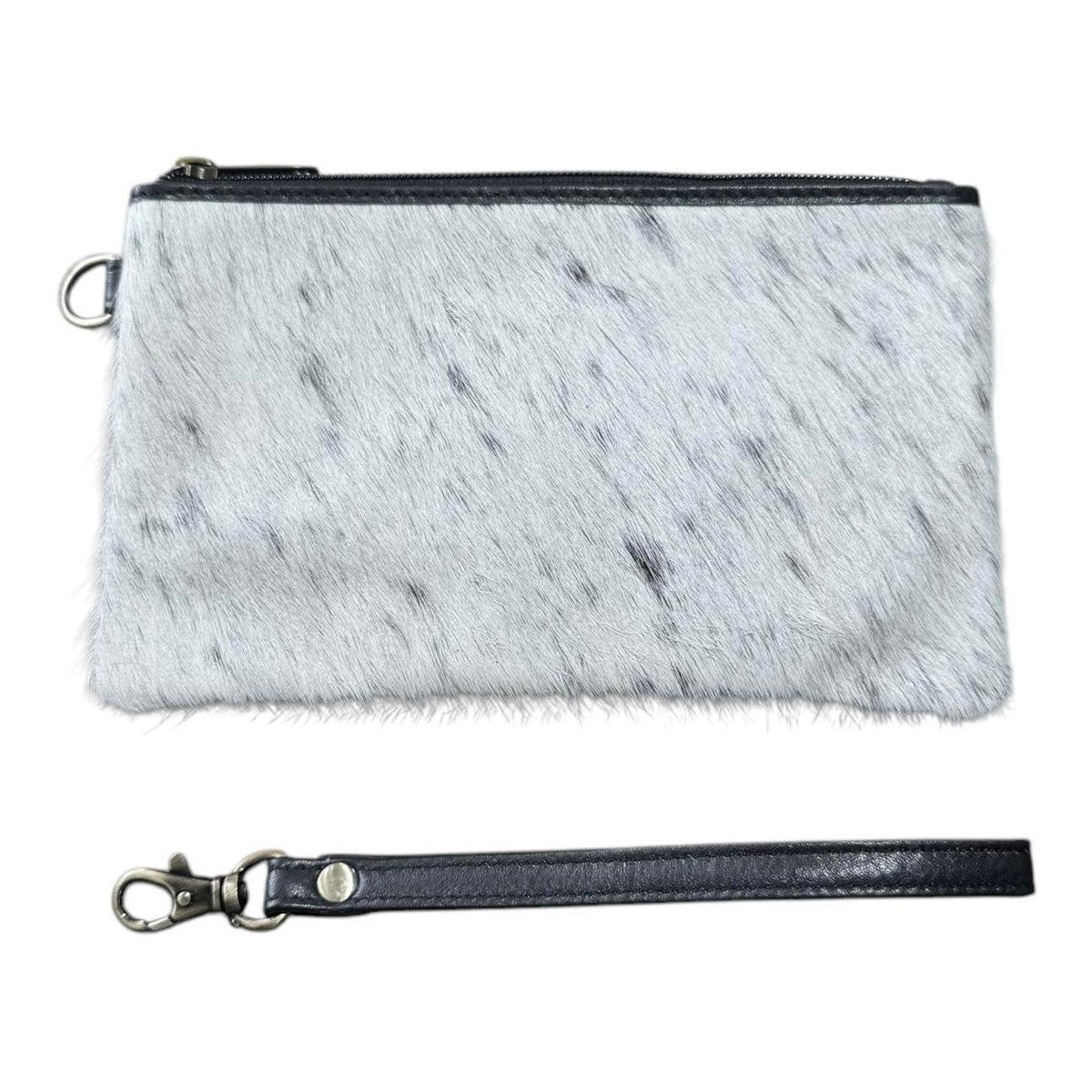 ‘Toronto' Leather Cowhide Clutch - Black