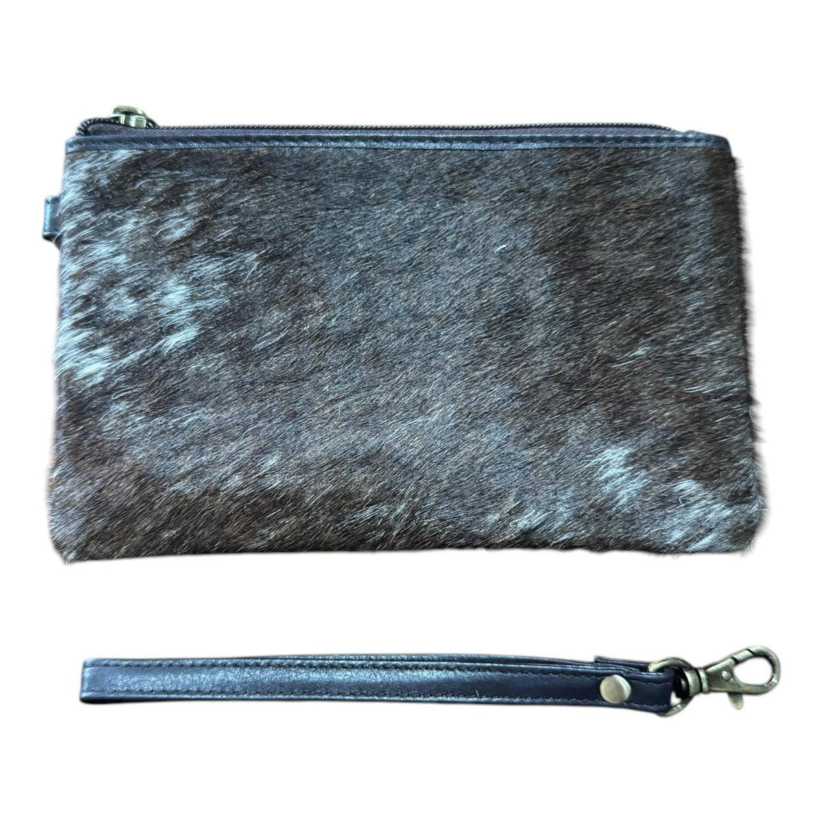‘Toronto' Leather Cowhide Clutch - Brown
