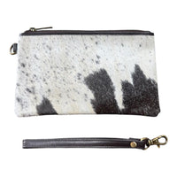‘Toronto' Leather Cowhide Clutch - Brown
