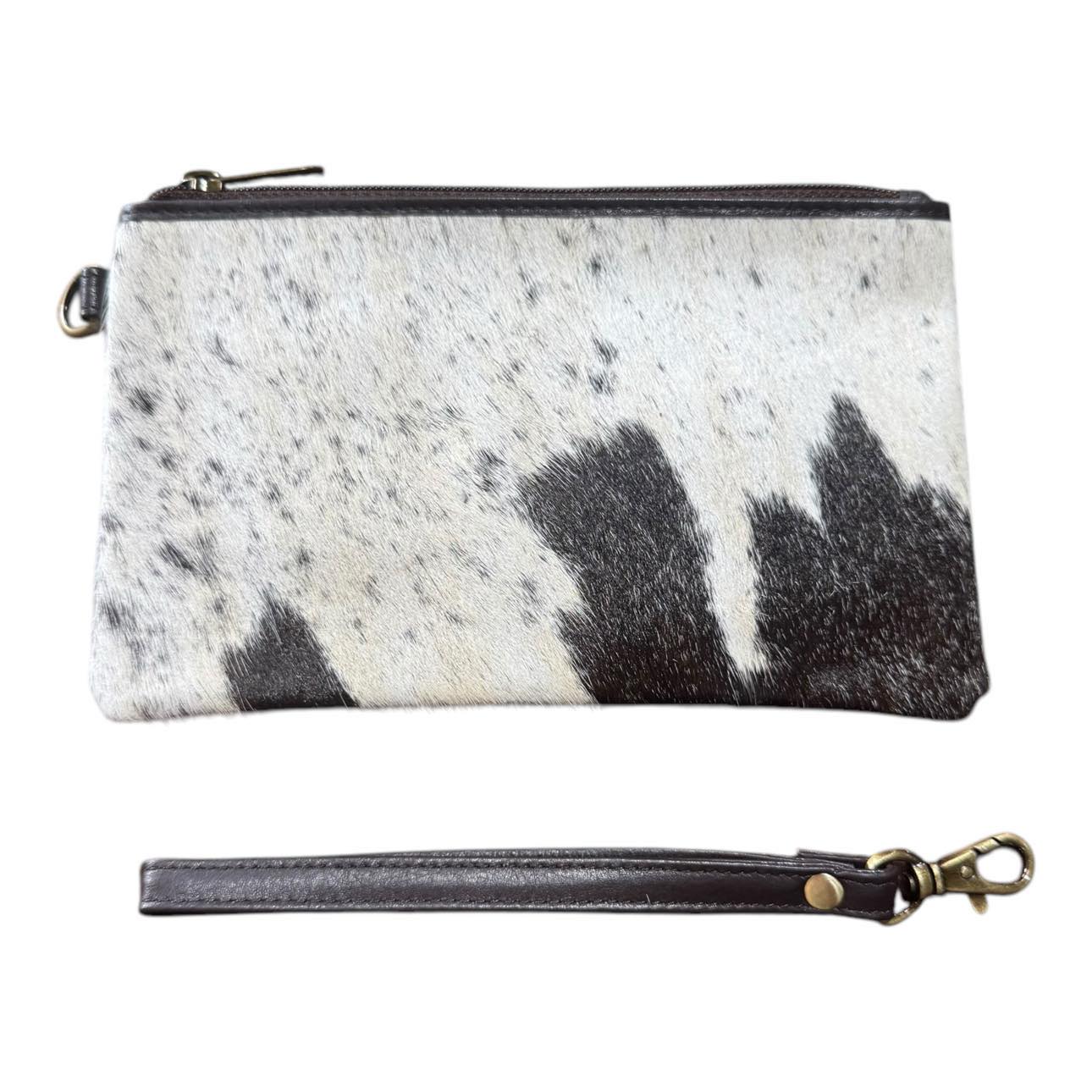 ‘Toronto' Leather Cowhide Clutch - Brown