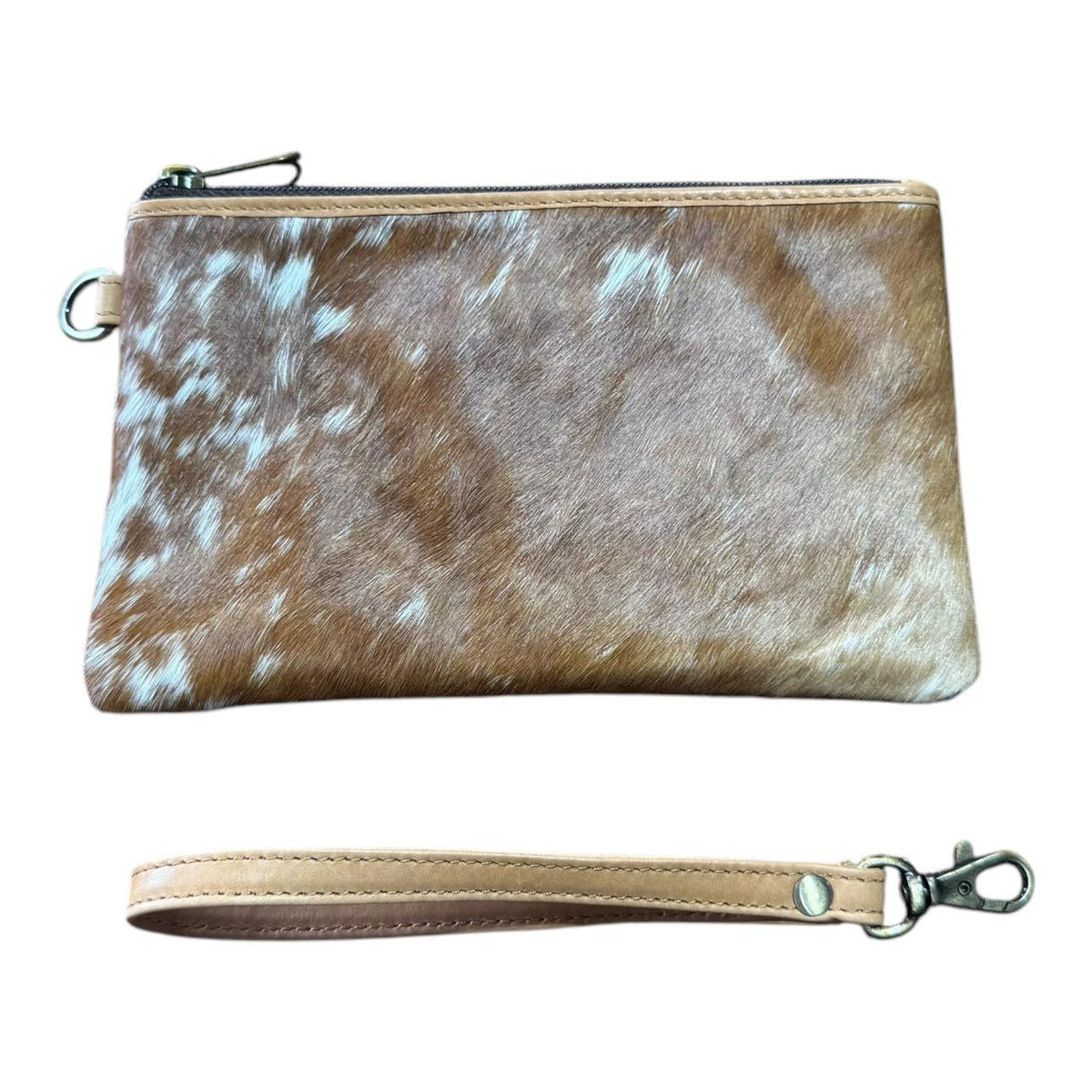 ‘Toronto' Leather Cowhide Clutch - Tan