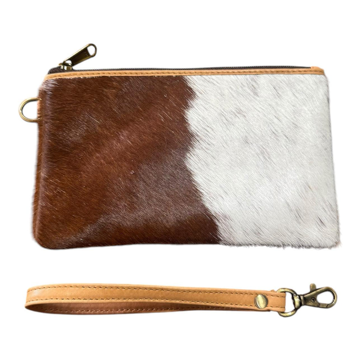 ‘Toronto' Leather Cowhide Clutch - Tan