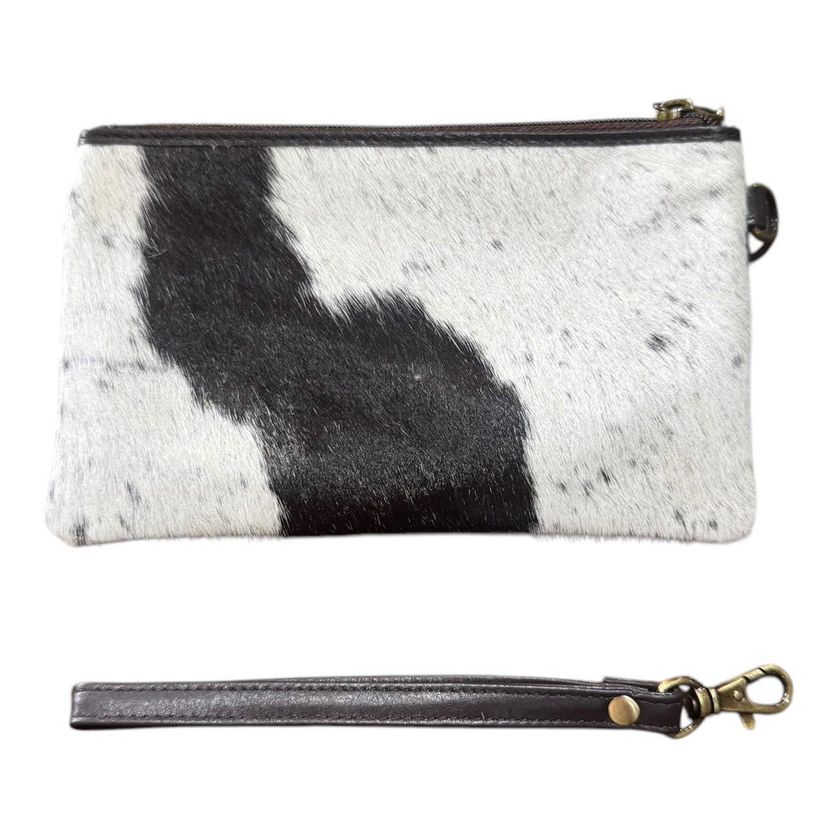 ‘Toronto' Leather Cowhide Clutch - Brown
