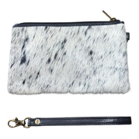‘Toronto' Leather Cowhide Clutch - Black