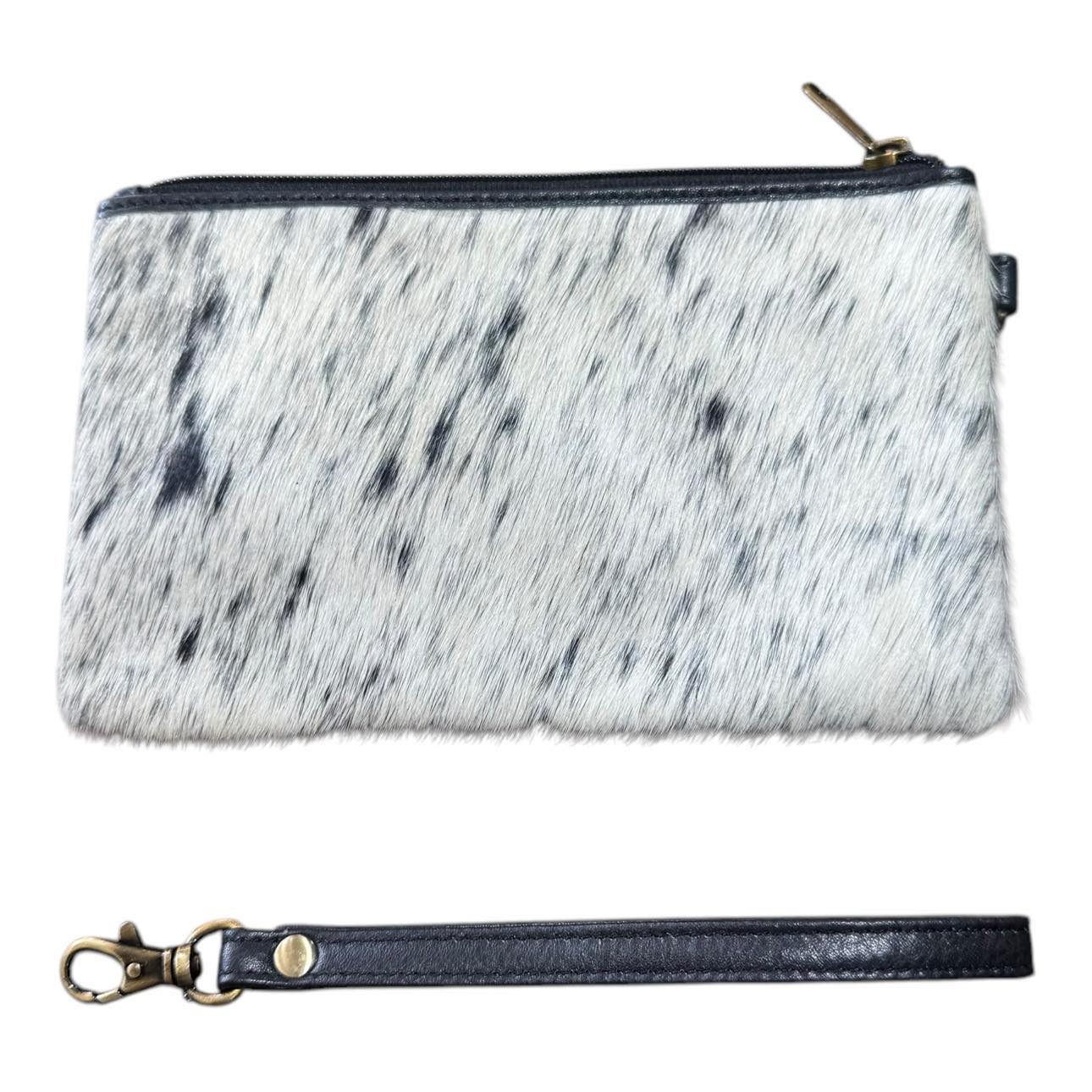 ‘Toronto' Leather Cowhide Clutch - Black