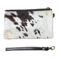 ‘Toronto' Leather Cowhide Clutch - Brown