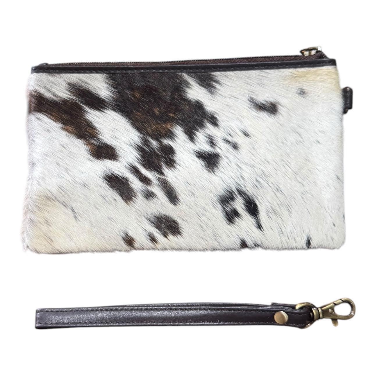‘Toronto' Leather Cowhide Clutch - Brown
