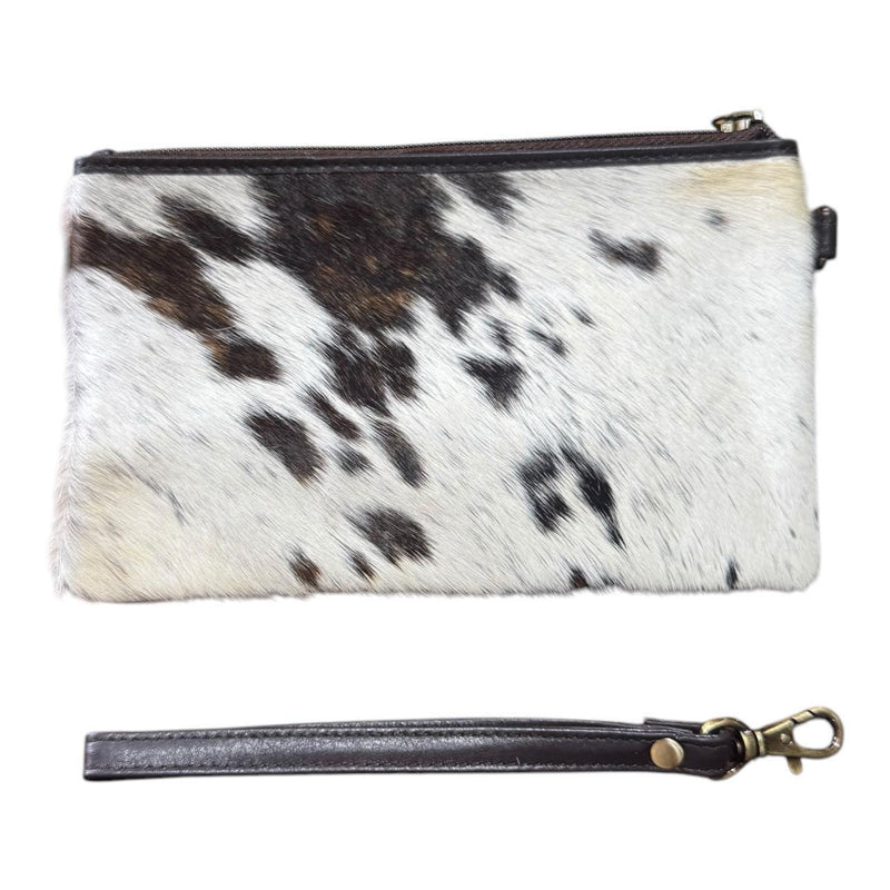 ‘Toronto' Leather Cowhide Clutch - Brown