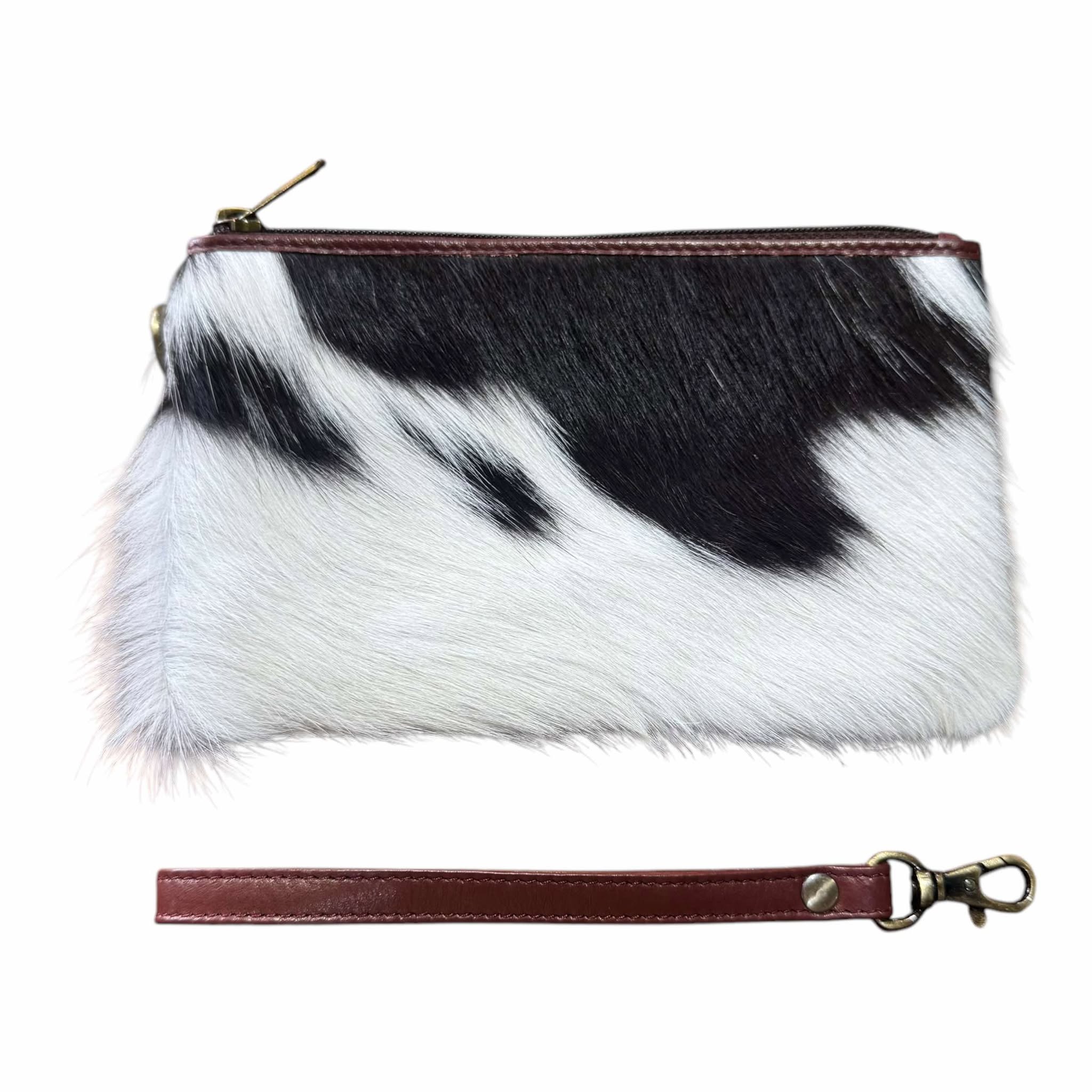 ‘Toronto' Leather Cowhide Clutch - Masala Brown
