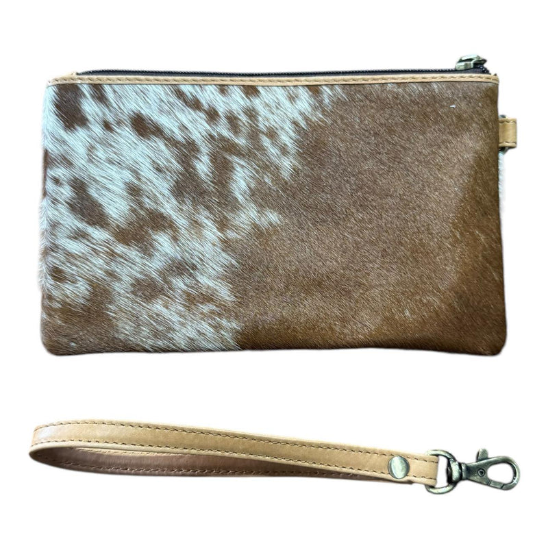 ‘Toronto' Leather Cowhide Clutch - Tan