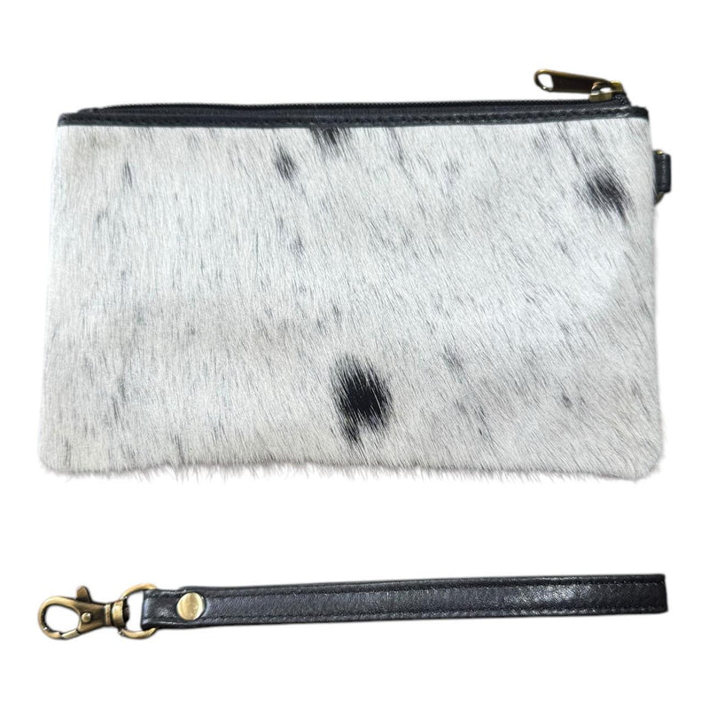 ‘Toronto' Leather Cowhide Clutch - Black