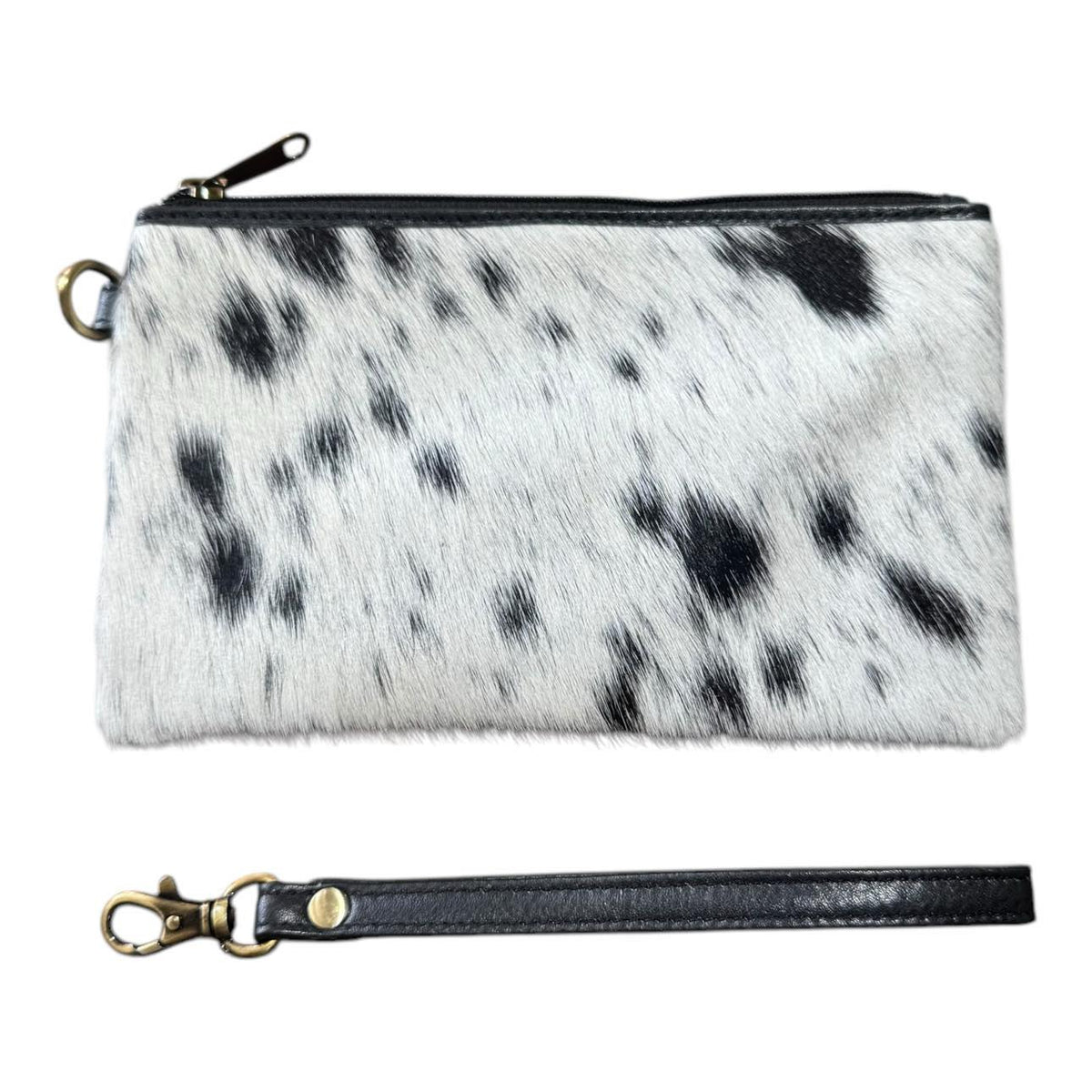 ‘Toronto' Leather Cowhide Clutch - Black