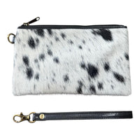 ‘Toronto' Leather Cowhide Clutch - Black