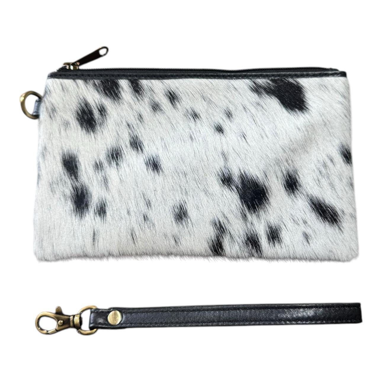 ‘Toronto' Leather Cowhide Clutch - Black