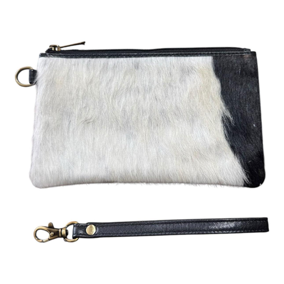 ‘Toronto' Leather Cowhide Clutch - Black