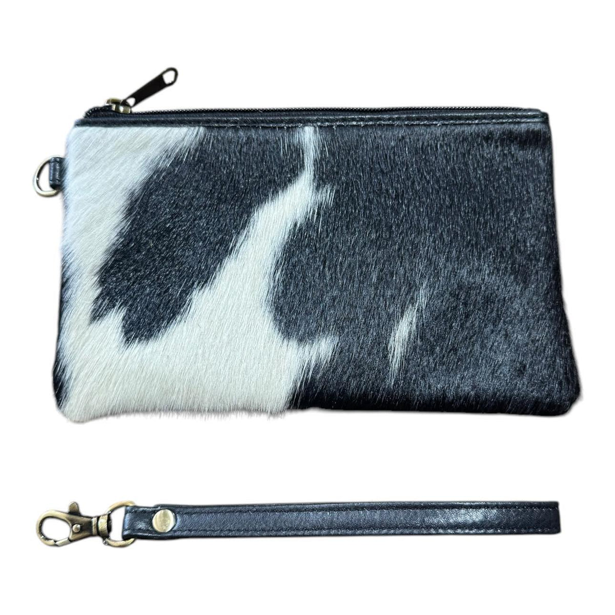 ‘Toronto' Leather Cowhide Clutch - Black