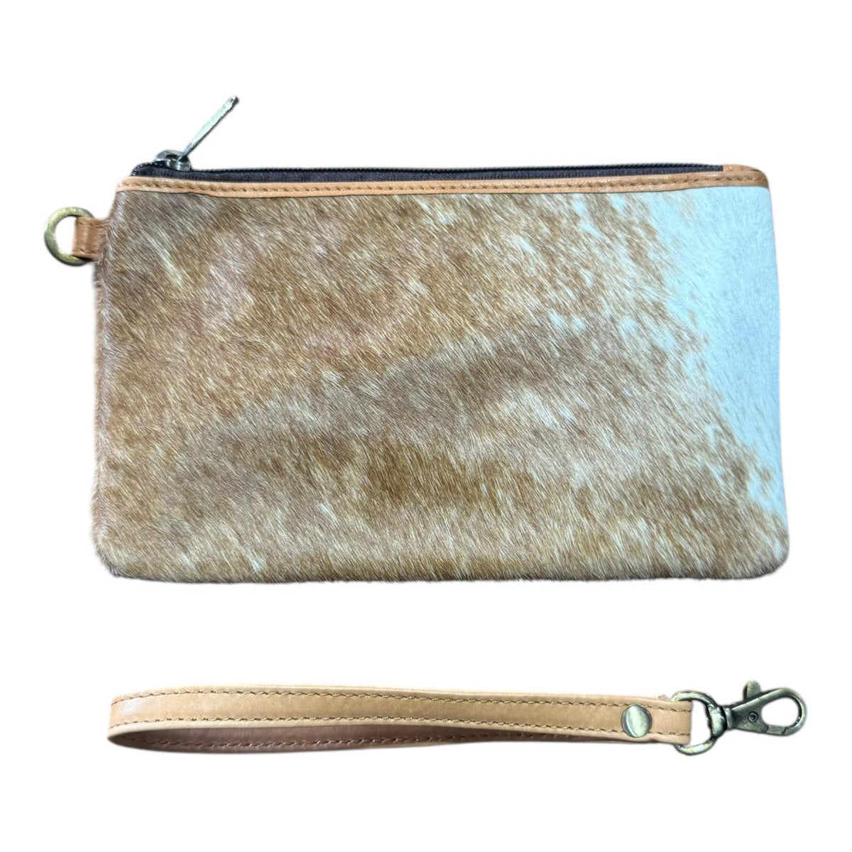 ‘Toronto' Leather Cowhide Clutch - Tan