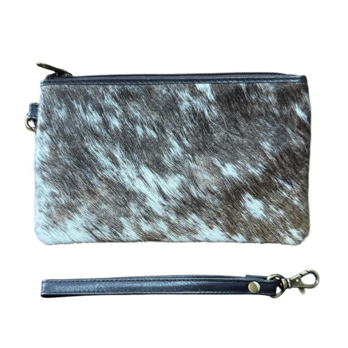 ‘Toronto' Leather Cowhide Clutch - Brown