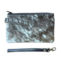 ‘Toronto' Leather Cowhide Clutch - Brown
