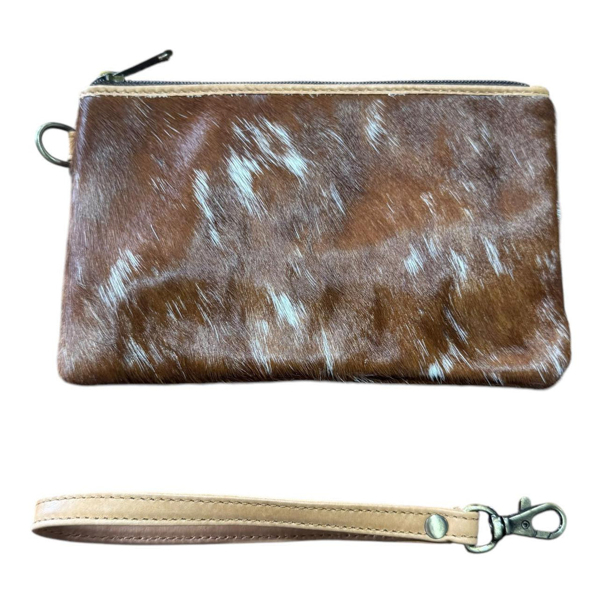‘Toronto' Leather Cowhide Clutch - Tan
