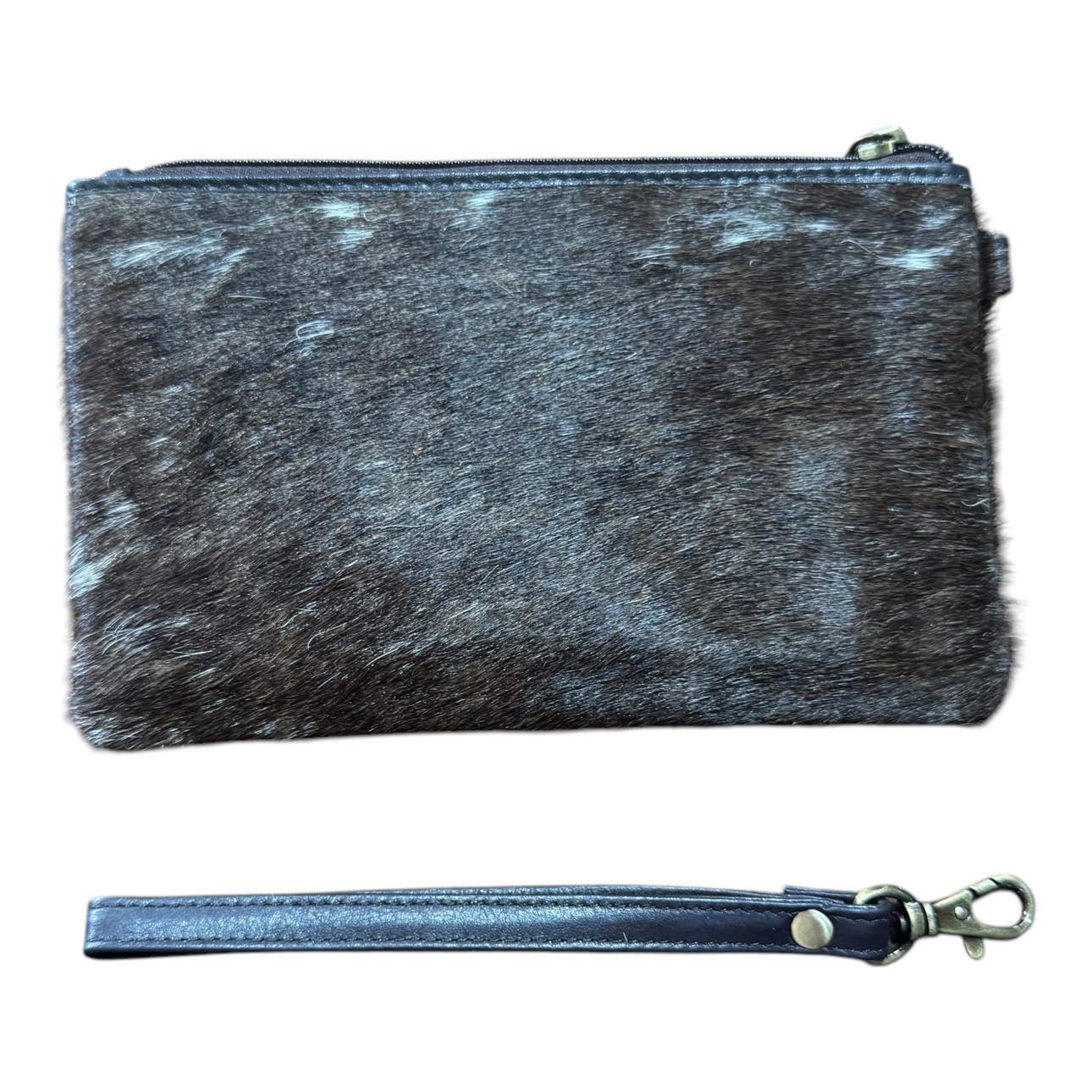 ‘Toronto' Leather Cowhide Clutch - Brown