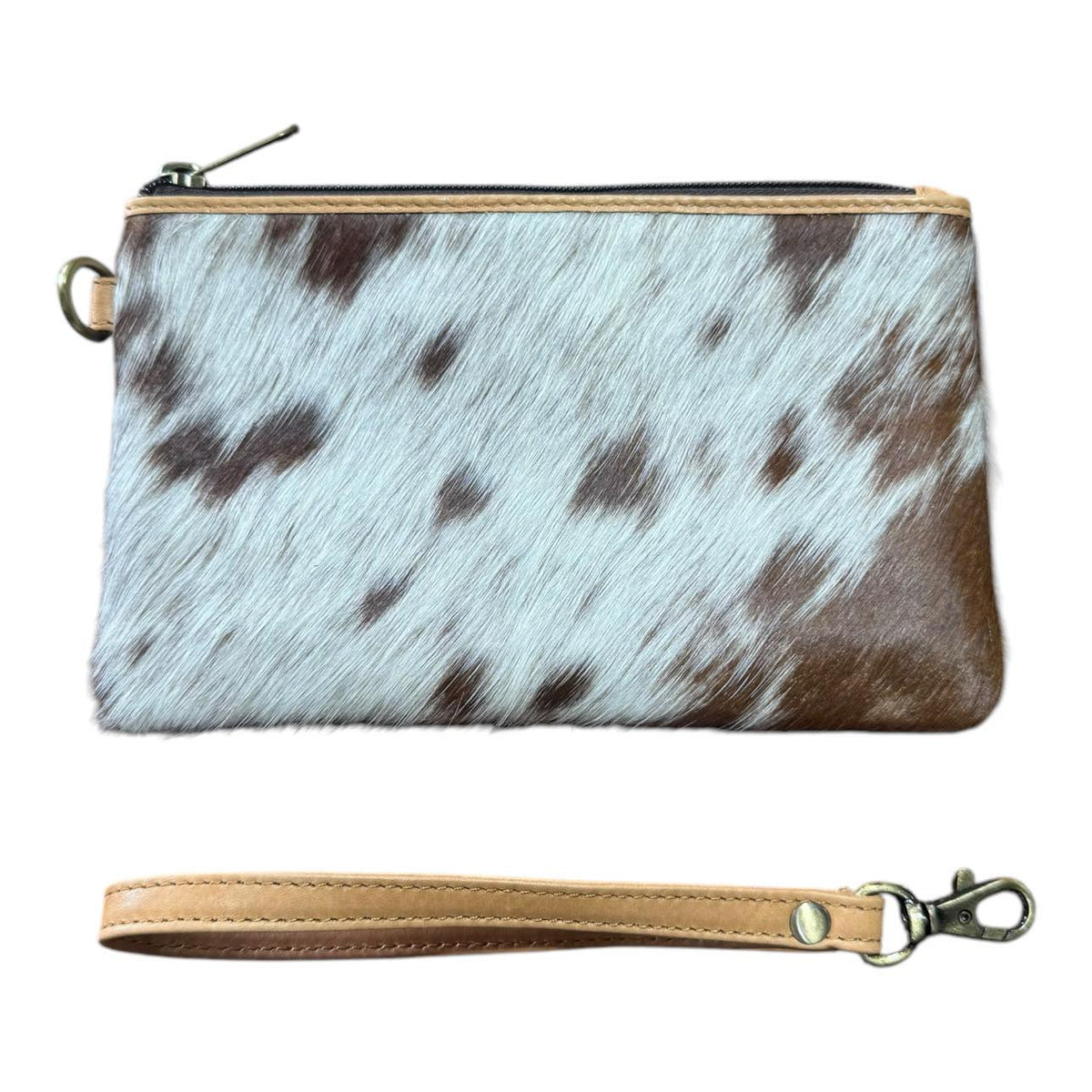 ‘Toronto' Leather Cowhide Clutch - Tan