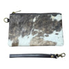 ‘Toronto' Leather Cowhide Clutch - Brown