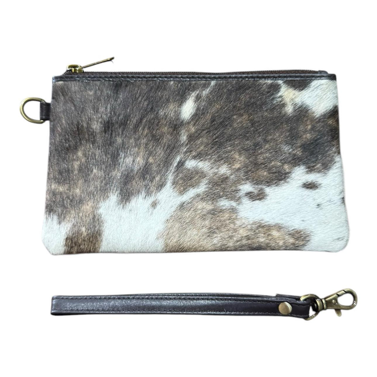 ‘Toronto' Leather Cowhide Clutch - Brown