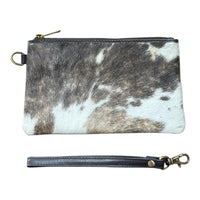 ‘Toronto' Leather Cowhide Clutch - Brown